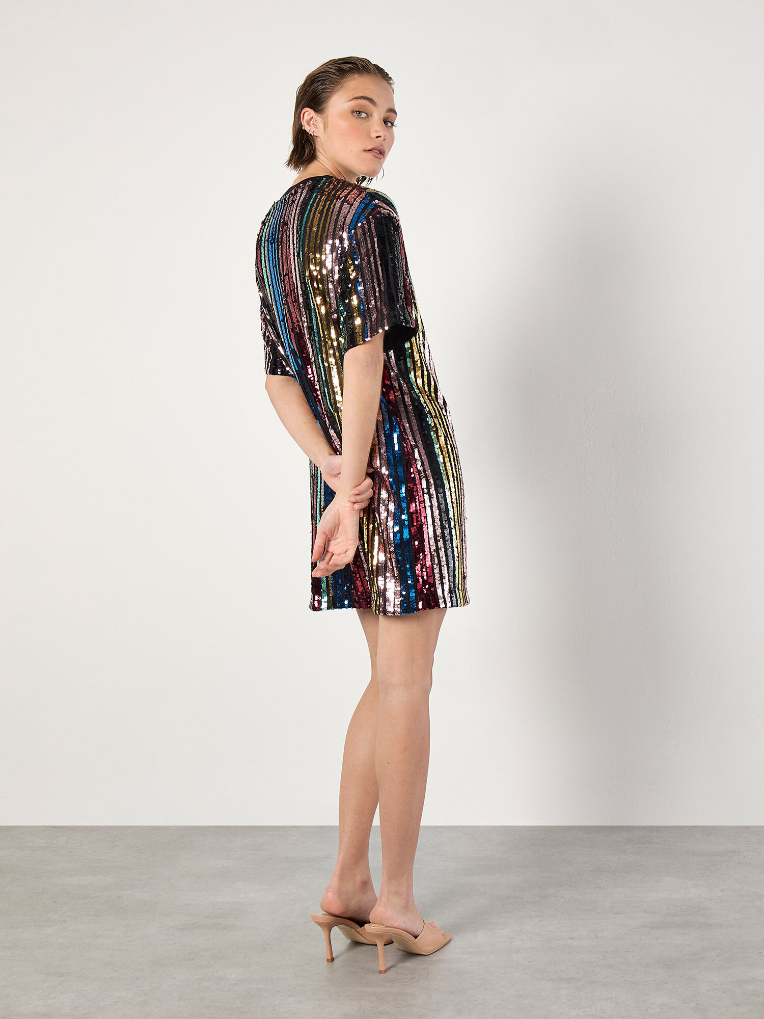 Rainbow sequin stripe dress outlet