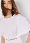 Textured Cotton Crop Top, White, large