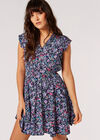 Garden Floral Mini Dress, Navy, large