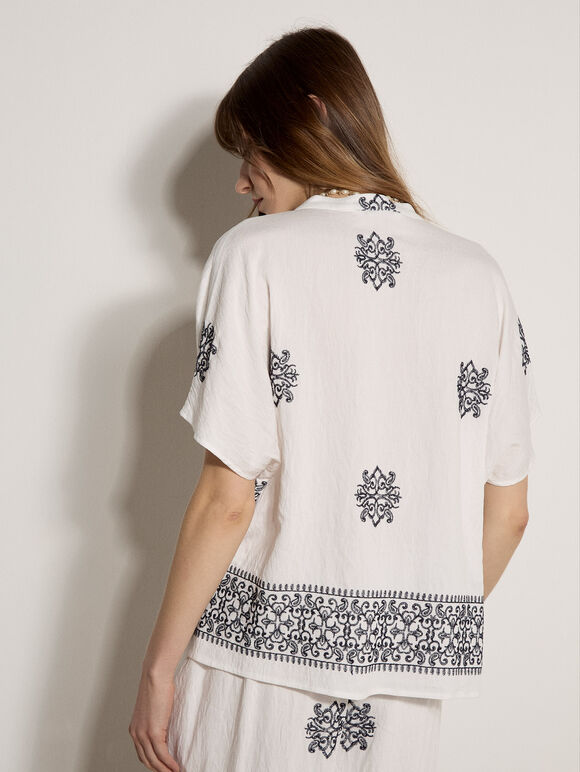 Paisley Bead Embroidered Blouse, White, large