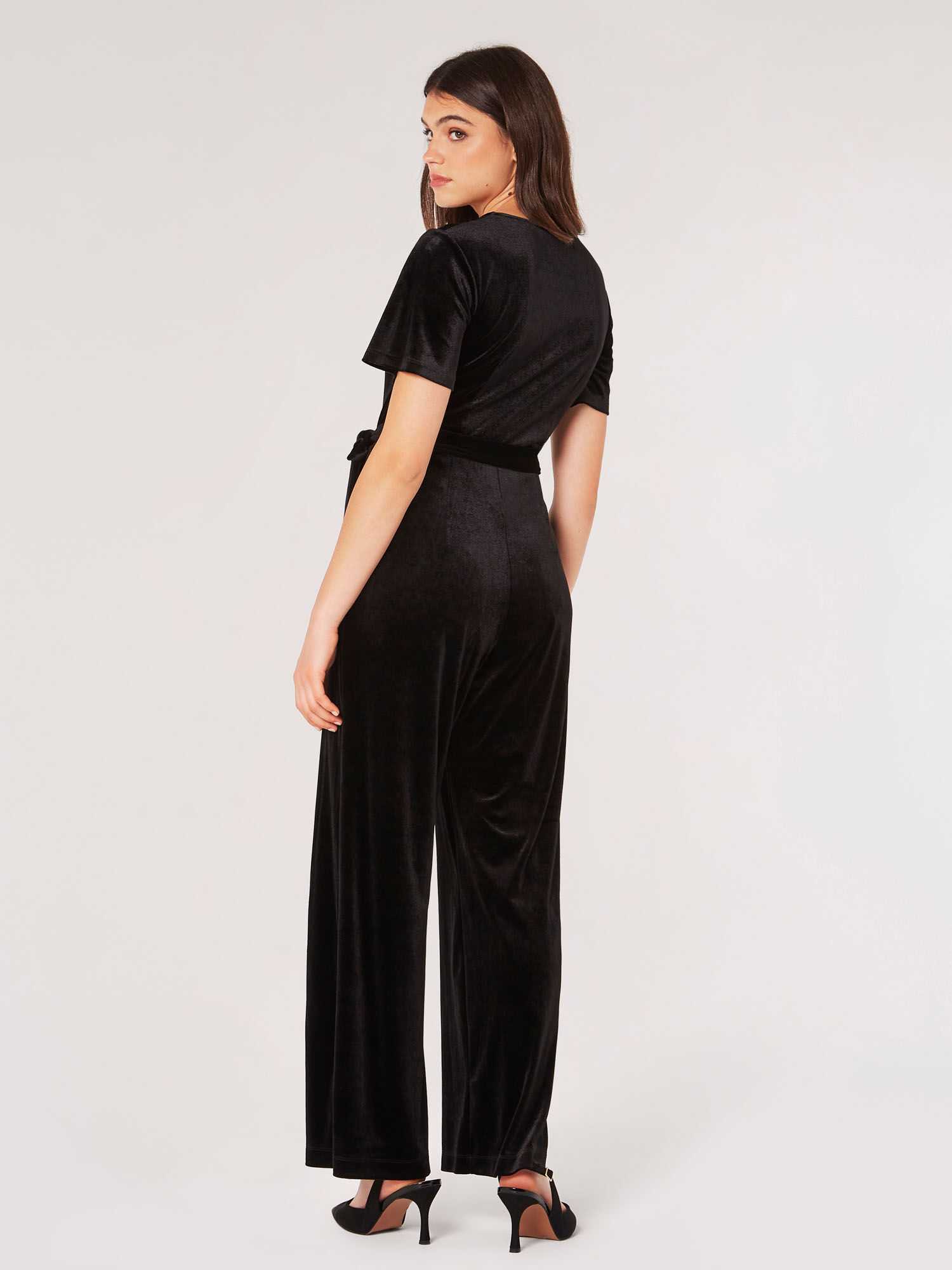 Black cheap velvet overalls