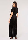 Velvet Wrap Culotte Jumpsuit, Black, large