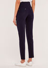 Ponte Button Trousers, Navy, large