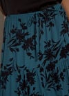 Floral Silhouette Crepe Maxi Skirt, Teal, large