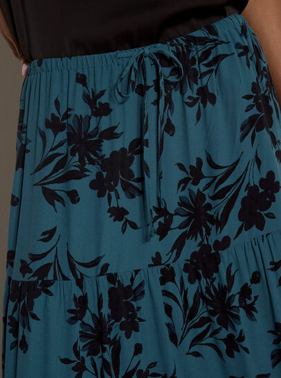 Floral Silhouette Crepe Maxi Skirt