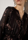 Metallic Shimmer Floral Silhouette Midi Dress, Black, large