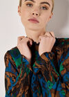 Ikat Print Chiffon Blouse, Teal, large