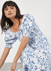 Rose Cotton Milkmaid Midaxi Dress, Blue, large