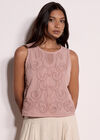 Embroidered Cotton Shell Top, Pink, large