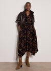 Leaf Print Shirt Midi Dress, Rust, large