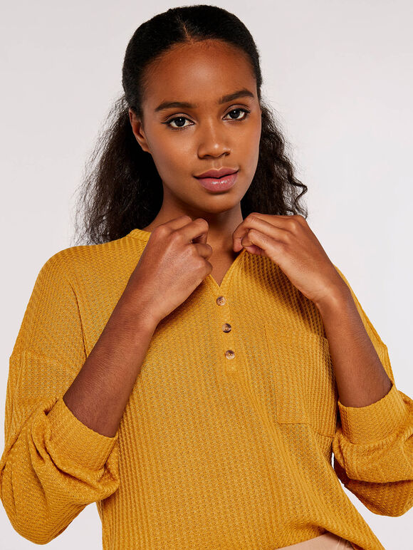 Waffle Boxy Jumper Apricot Clothing