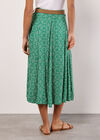 Boho Print Belted Crinkle Midi Skirt, Green, large