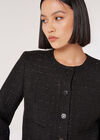 Metallic Sparkle Tailored Tweed Jacket, Black, large