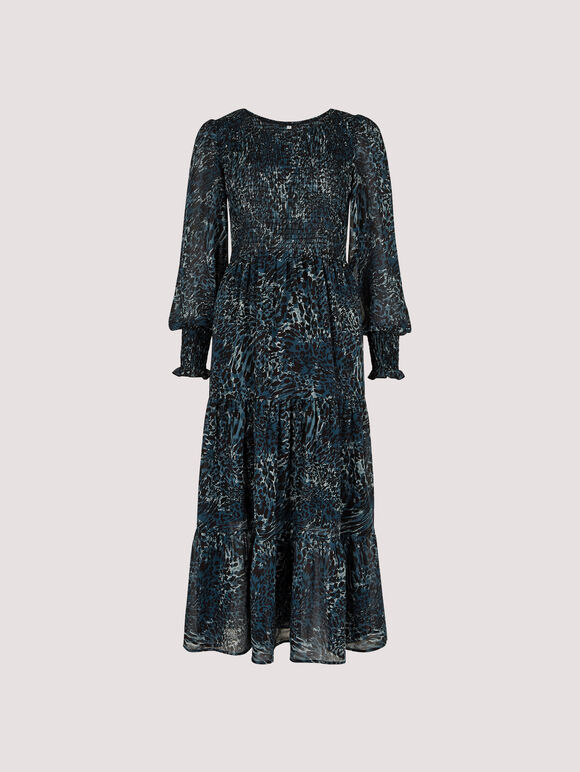 Leopard Print Midi Dress, Green, large