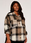 Curve Soft Check Shacket, Stone, large