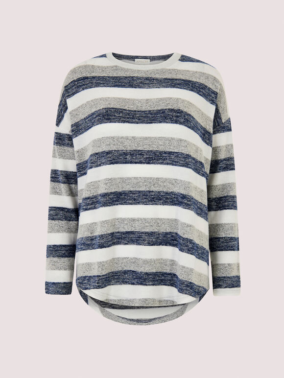 Soft Touch Stripe Top, Navy, large