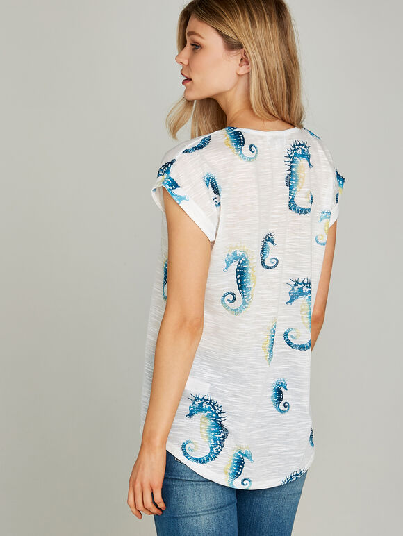Seahorse Tee, Aqua - Turquoise, large