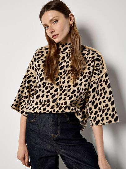 Animal Print Knitted T-Shirt