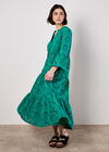 Broderie Tiered Midi Dress, Green, large