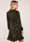 Camouflage Animal Dot Long Sleeve Wrap Dress, Green, large