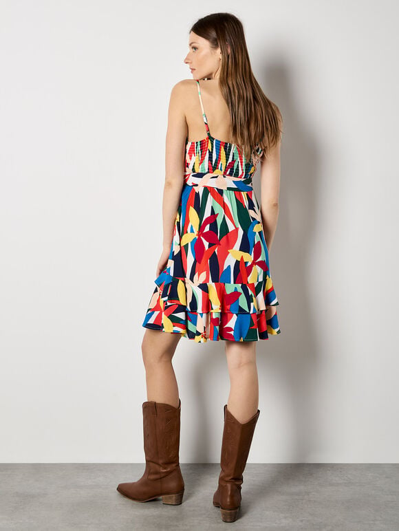 Colour Block Tiered Cami Mini Dress, Orange, large