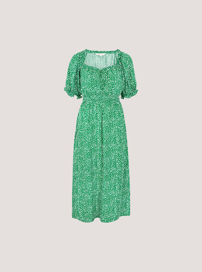 Spot Print Milkmaid Midi Dress
