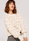 Scallop Knit Oversized Jumper, White, large