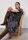 Scattered Squares Shirt Midi Dress, Navy, large