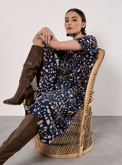 Scattered Squares Shirt Midi Dress