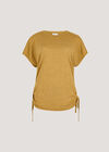 Textured Jersey Side Ruched T-Shirt, Mustard, large