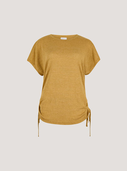 Textured Jersey Side Ruched T-Shirt