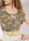 Graphic Animal Print Woven T-Shirt, Khaki, large
