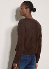 Pointelle Diamond Floral Cotton-Blend Cardigan, Brown, large