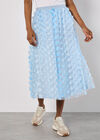 Applique Flowers Tulle Midi Skirt, Blue, large