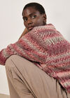 Chunky Knit Tonal Stripe Jumper, Burgundy, large