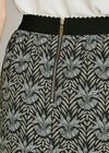 Black Graphic Leaf Floral Midi Skirt, Black, large