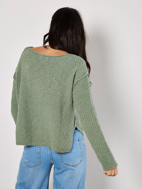 Cable Knit Jumper, Mint, large