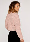 Aran Knit Jumper, Pink, large