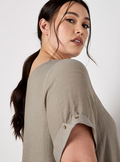 Slub Shimmer Tunic Mini Dress