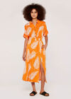 Palm Print Cropped Shirt, Orange, large