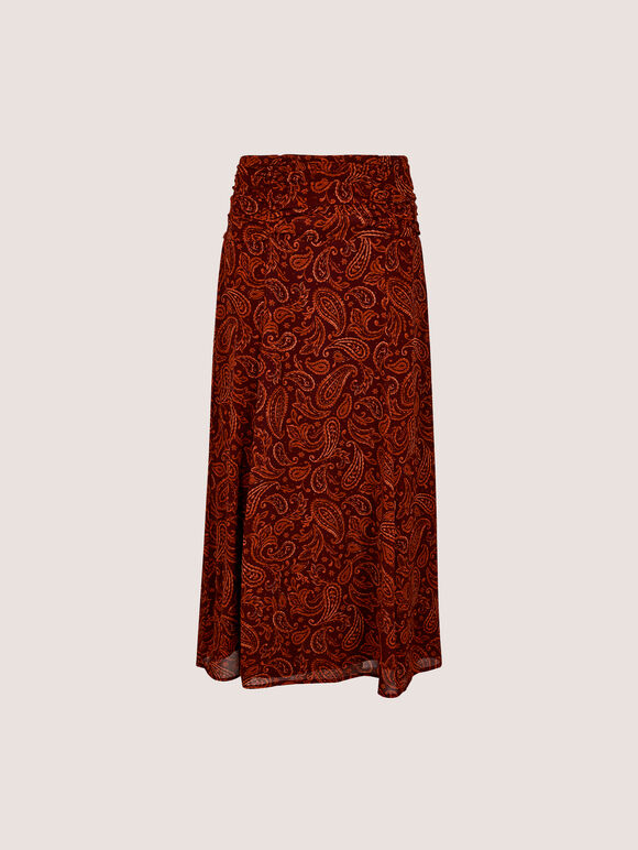 Chiffon Paisley A-Line Midaxi Skirt, Burgundy, large