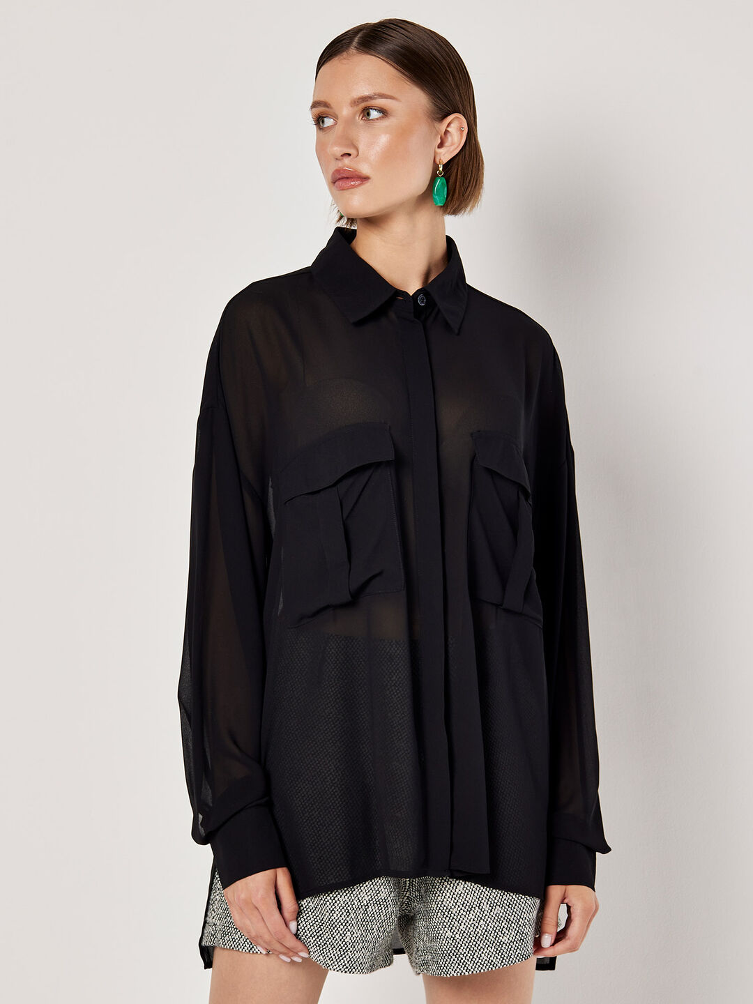 Image of Oversized Chiffon Shirt