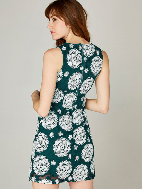 Kaleidoscope Rubber Stamp Shift Dress, Green, large