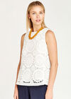 Crochet Flowers Shell Top, Cream, large