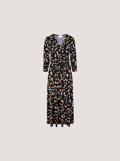 Leaf Print Wrap Maxi Dress