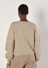Flecked Braid Cable Knit Jumper, Stone, large