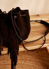 Fringe Suede Bag, Brown, large