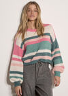 Soft Stripe Knit Cropped Jumper, Pink, large