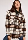 Plaid Wool Shacket, Cream, large
