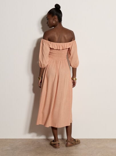 Smocked Bardot Maxi Dress